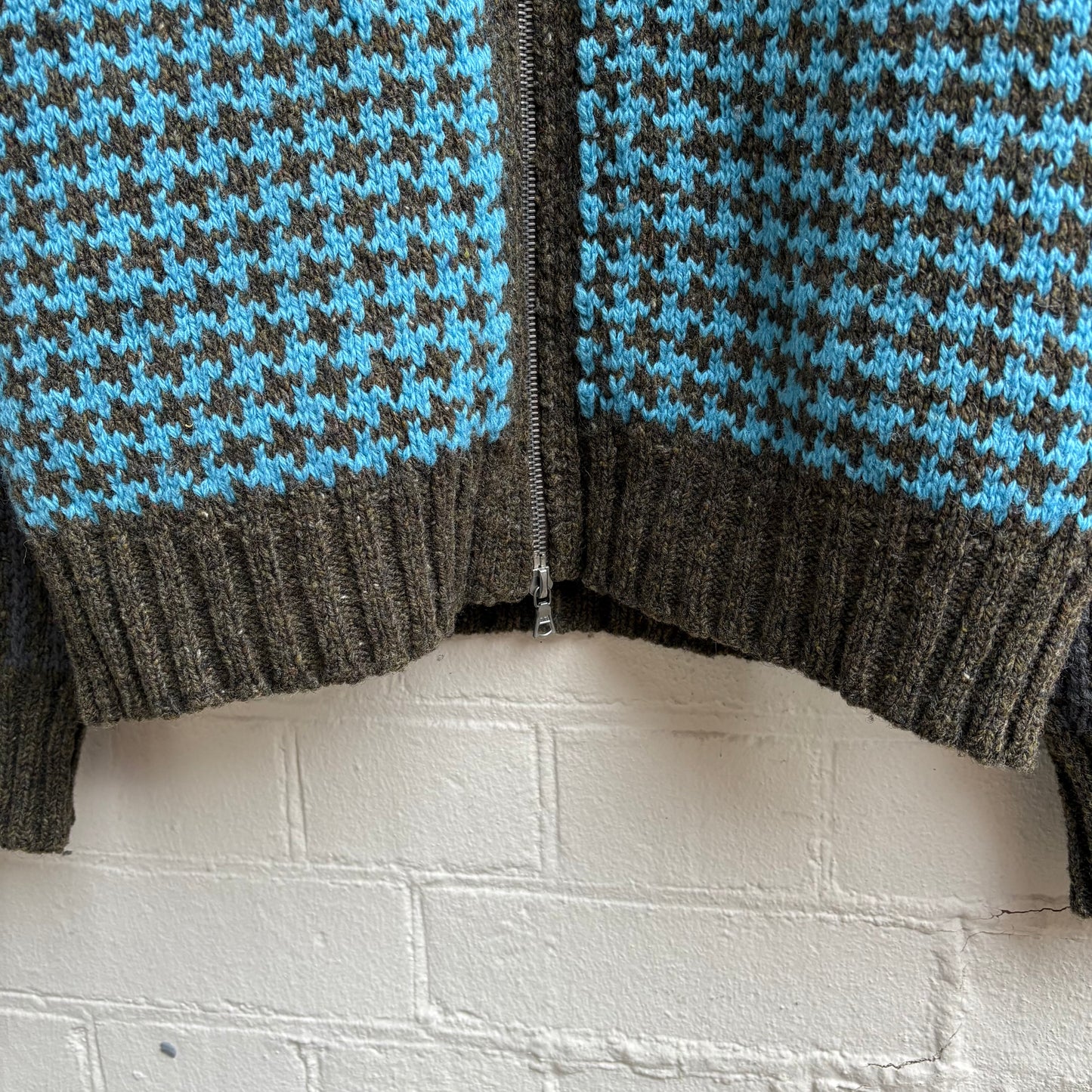 Dries Van Noten Houndstooth Zip Up Knit