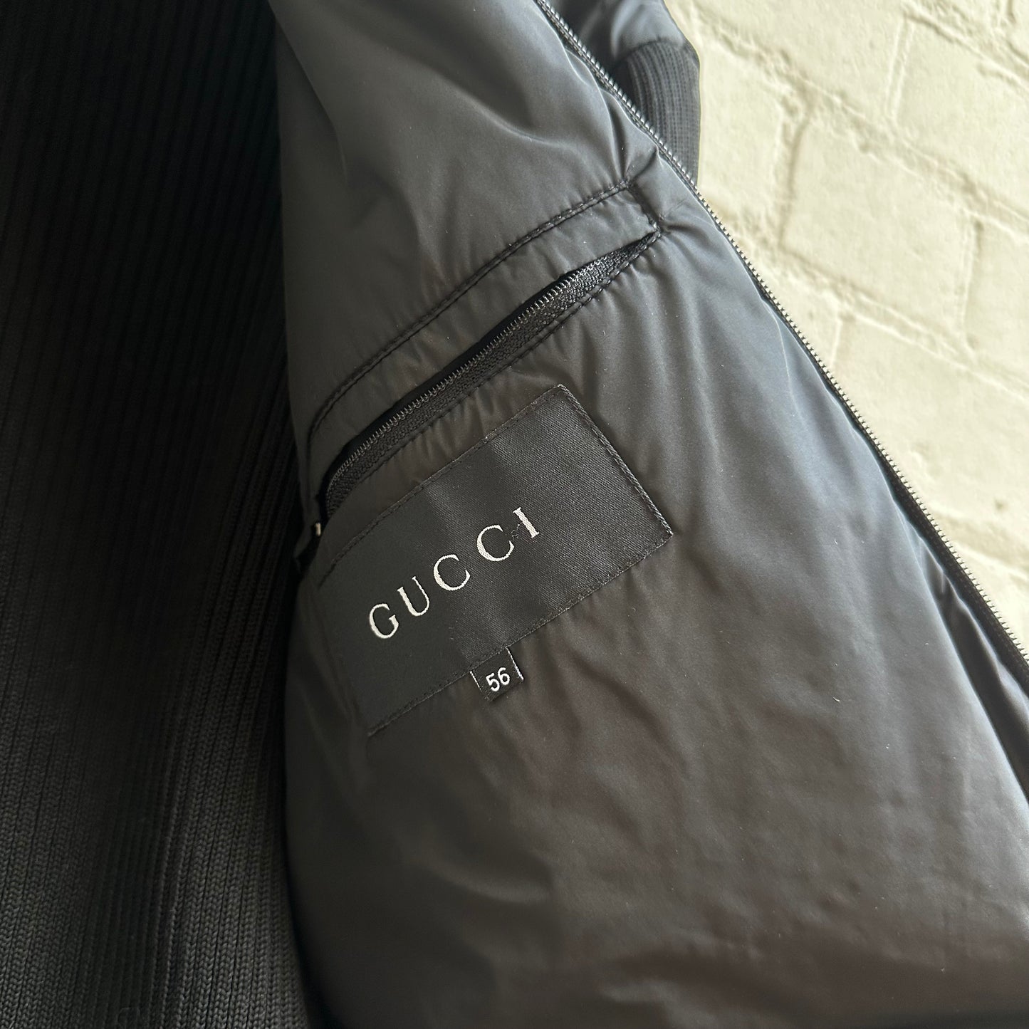 Gucci by Tom Ford Leather Collar Knitted Jacket