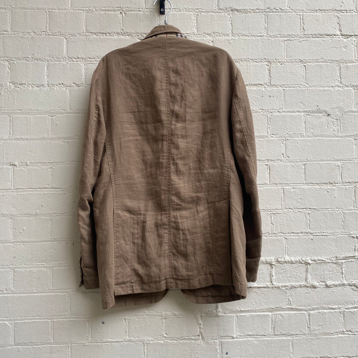 Burberry Linen Blazer w/ Nova Check Detail