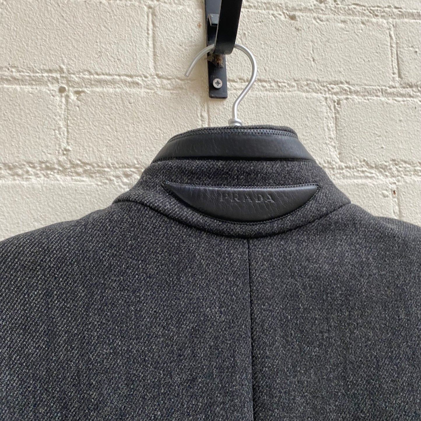 Prada fw1999 Wool Coat w/ Leather Elbow Patch Detail