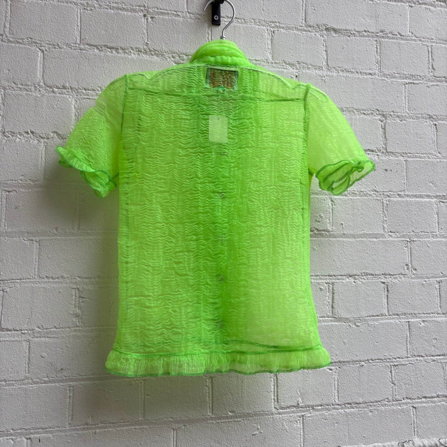 W&LT by Walter Van Beirendonck Ruffle Detail Sheer Button Up Shirt