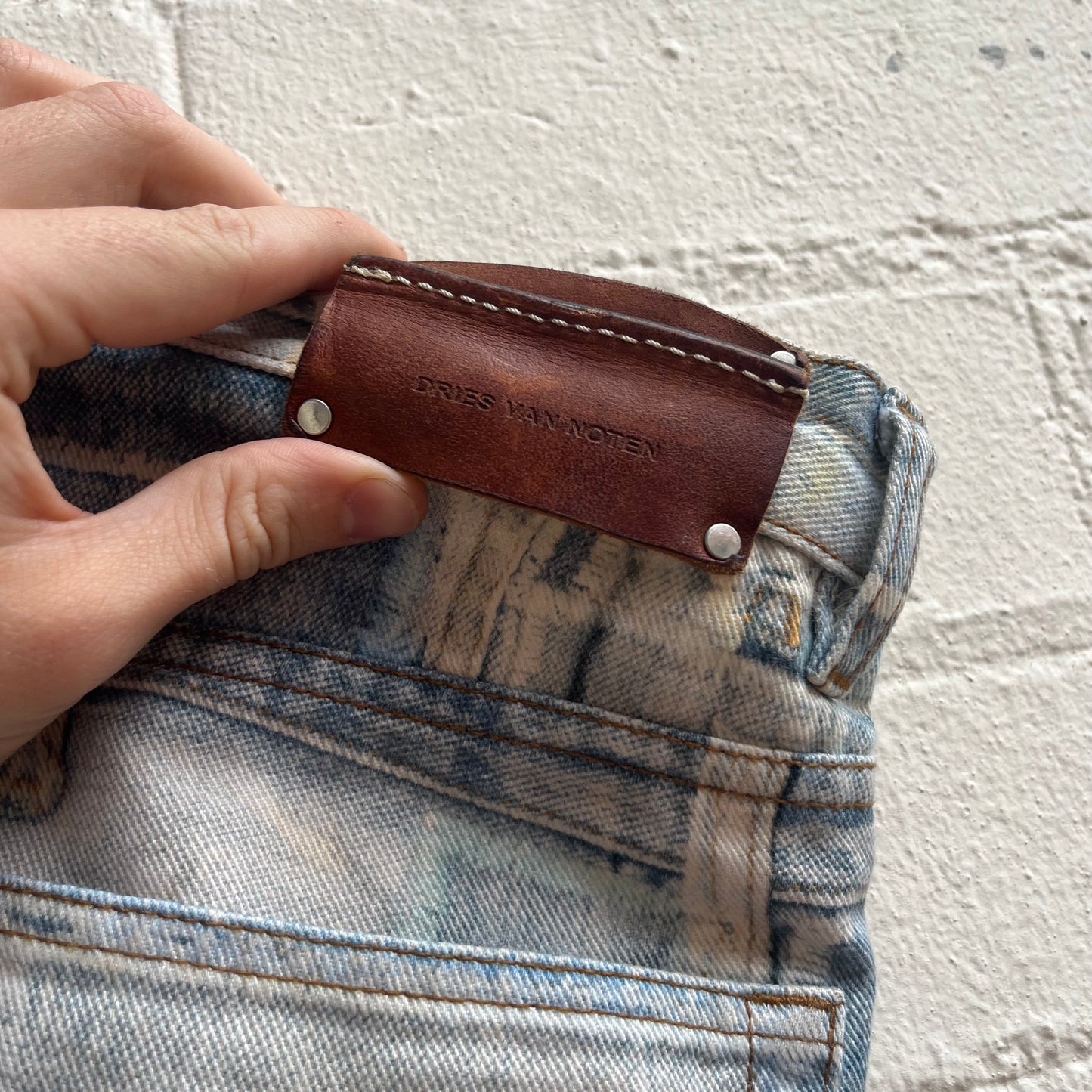 Dries Van Noten ss2017 Trompe L’œil Printed Patchwork Denim Jeans