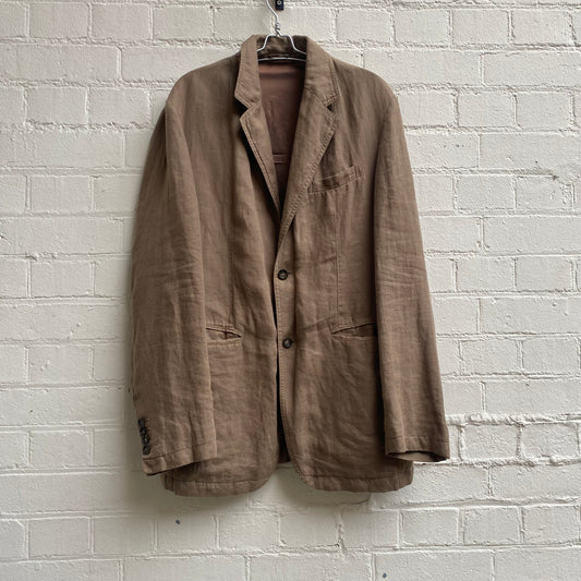 Burberry Linen Blazer w/ Nova Check Detail