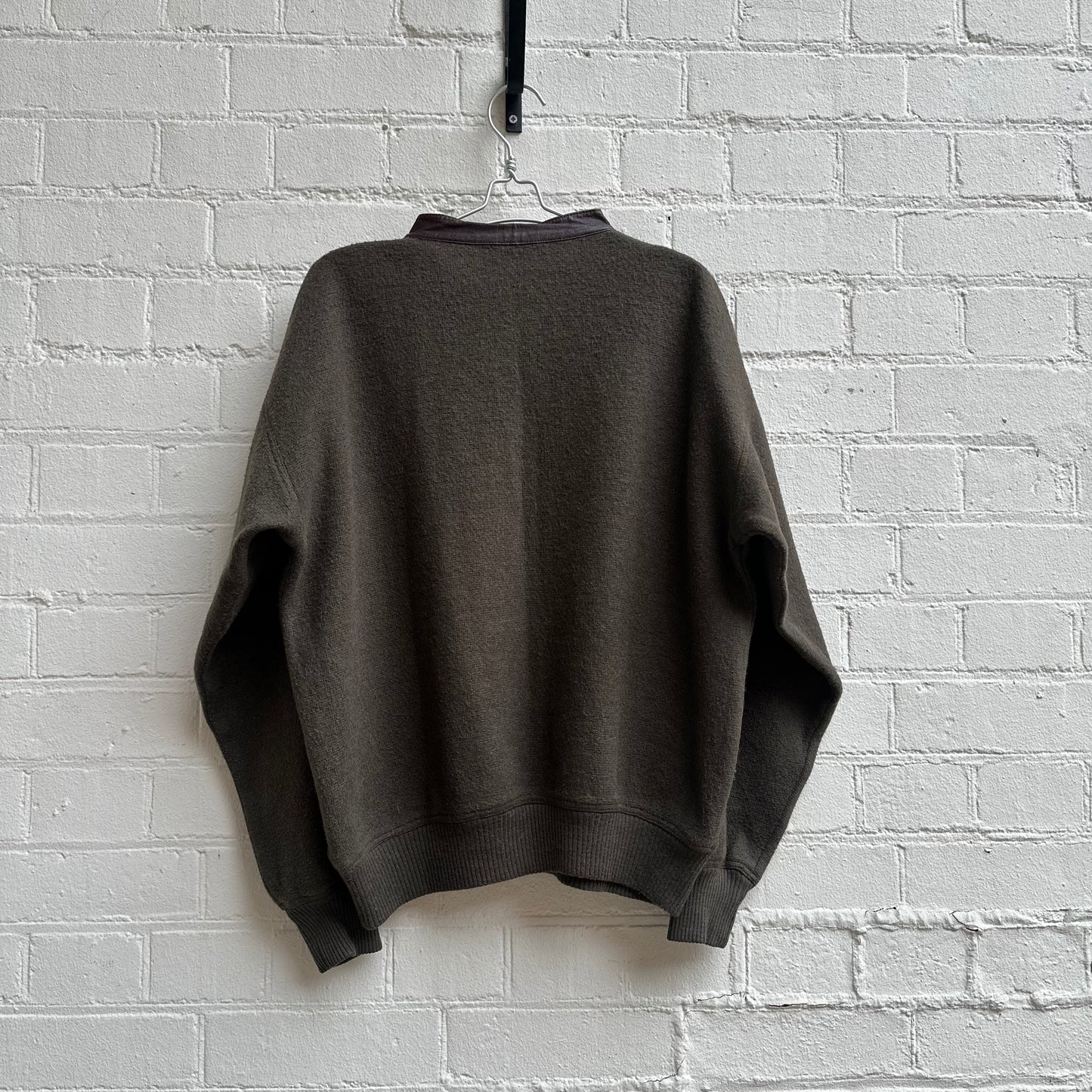 Giorgio Armani 1980s Leather Collar Detail Sweatshirt