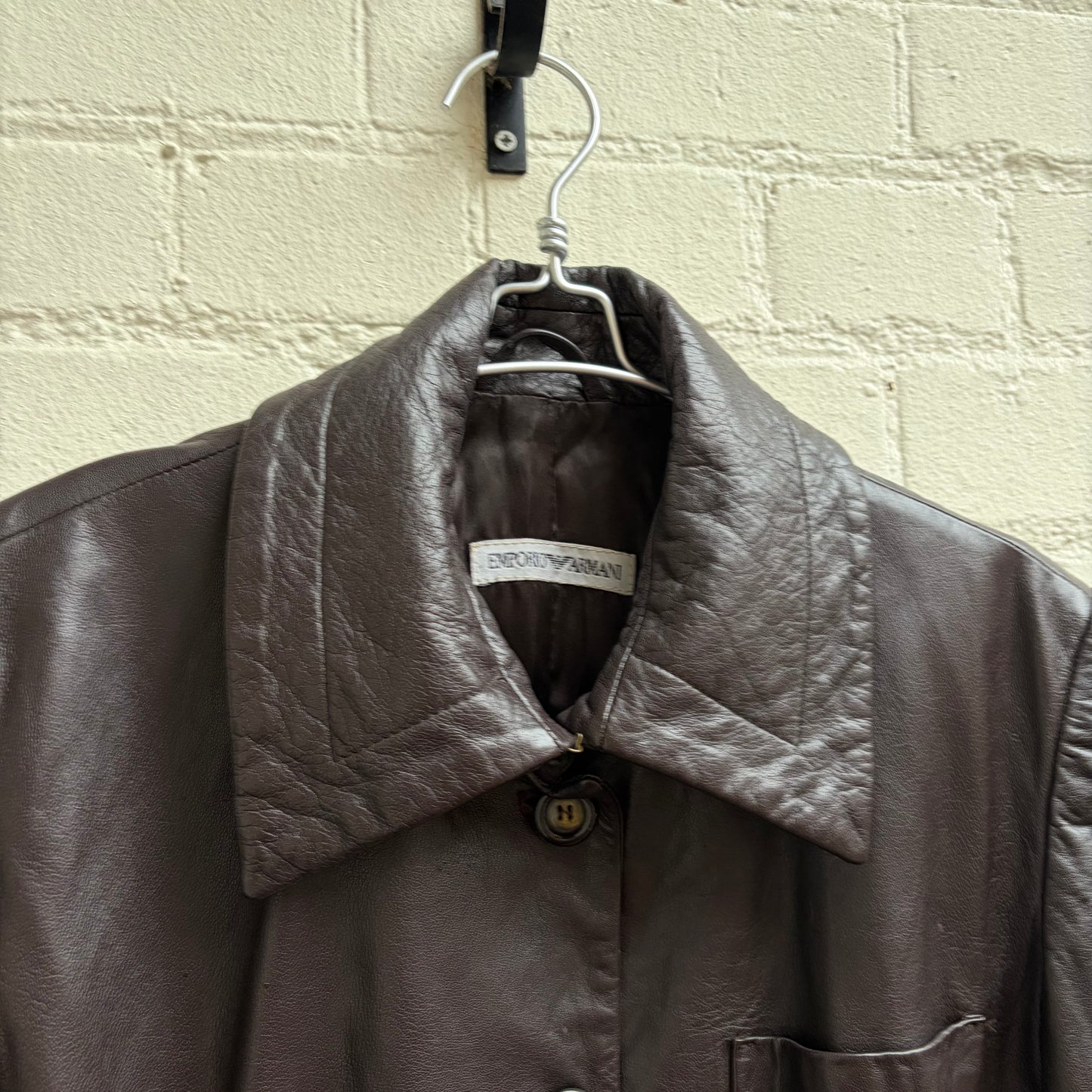 Emporio Armani button up leather jacket