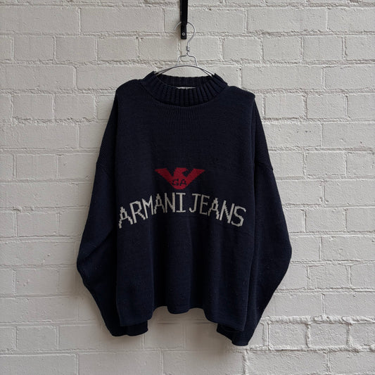 Armani Jeans 1990s spellout knit jumper
