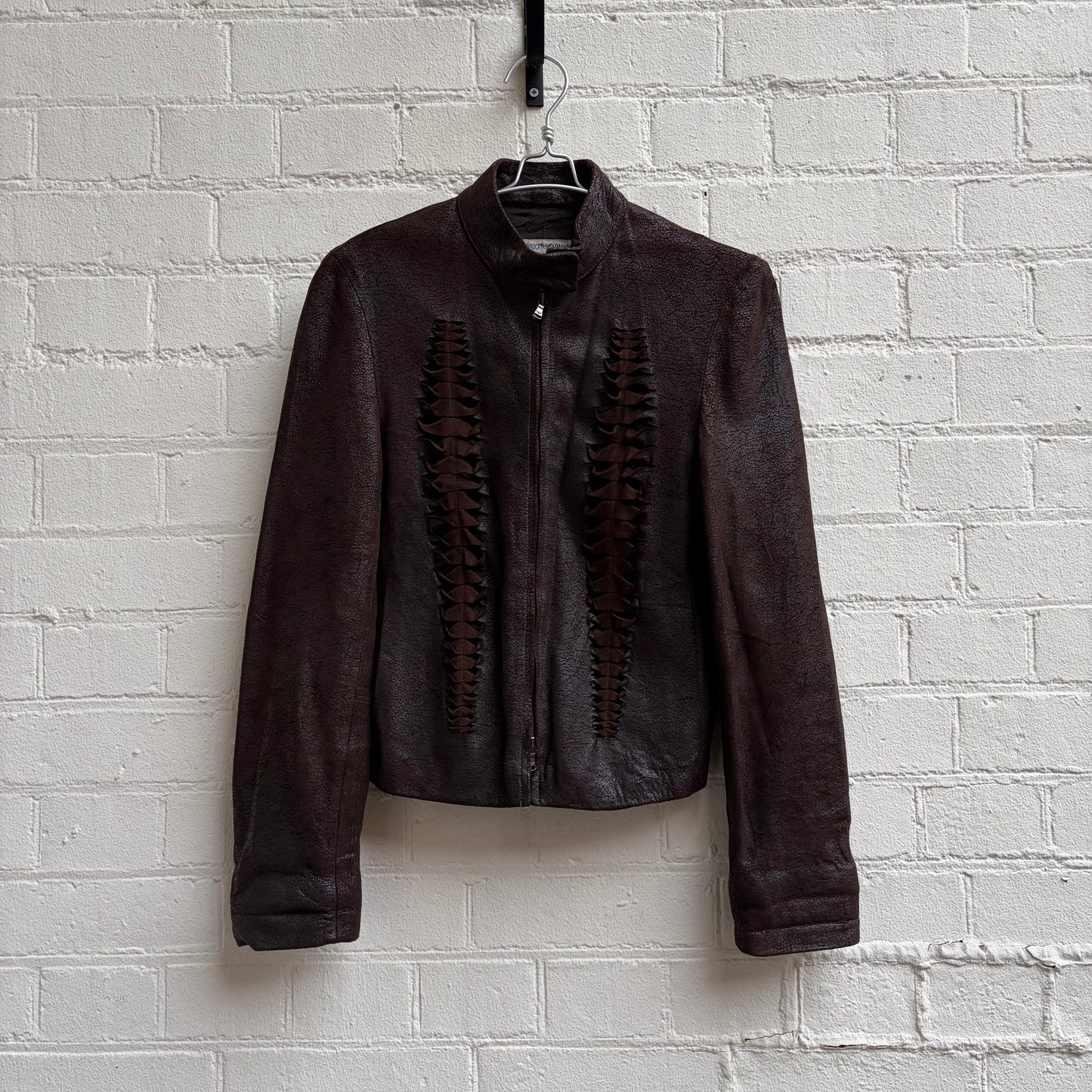Emporio Armani fw2000 twisted cut out leather jacket