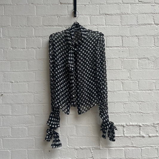 Alexander McQueen 2005 Polka Dot Pussy Bow Blouse