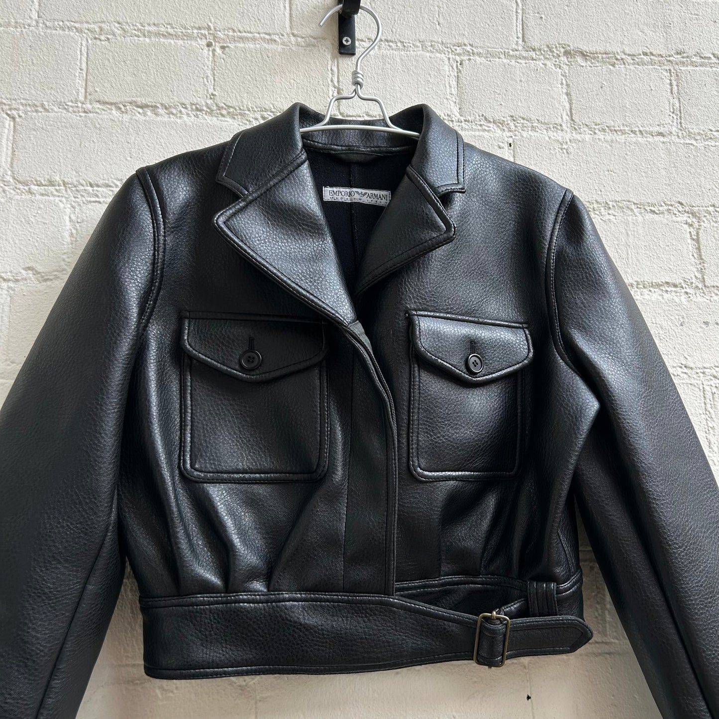 Emporio Armani 1980s Cropped Faux Leather Jacket