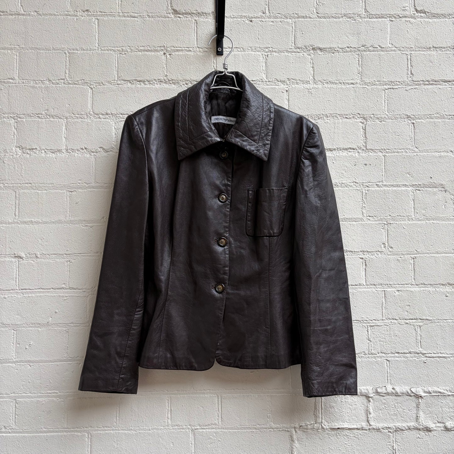 Emporio Armani button up leather jacket
