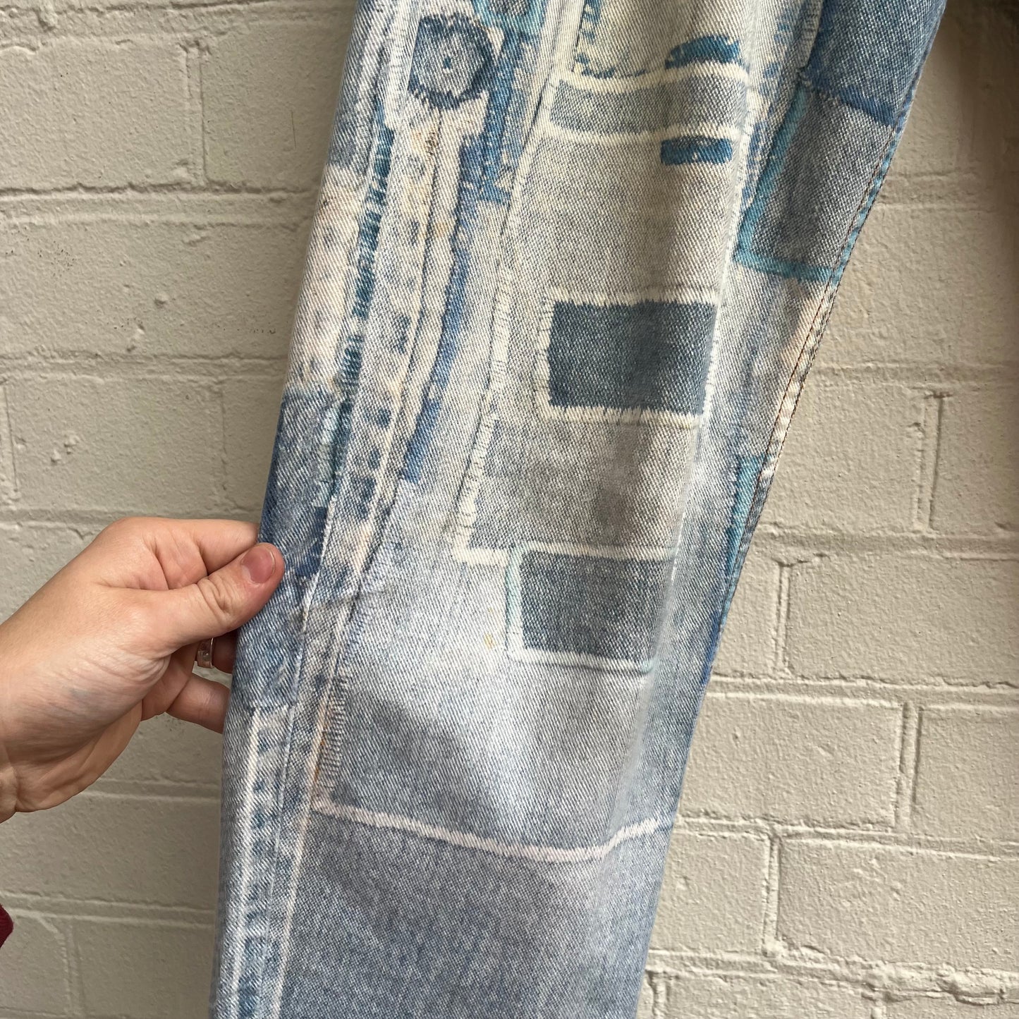 Dries Van Noten ss2017 Trompe L’œil Printed Patchwork Denim Jeans