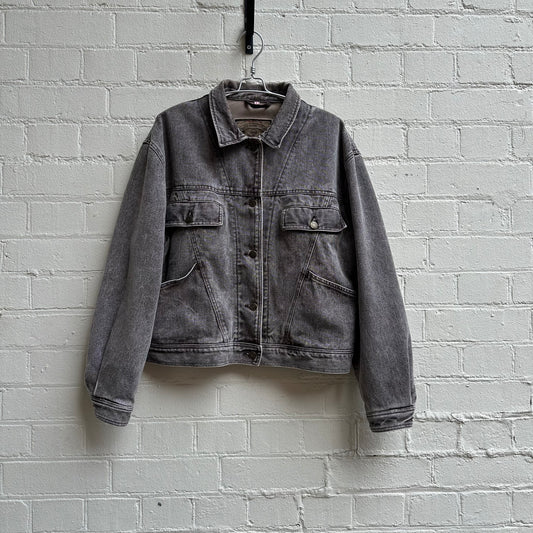 Armani Jeans 1990s Embossed Logo Denim Trucker Jacket