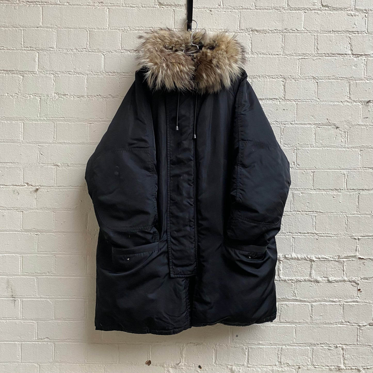 Gucci 1990s Tom Ford Era Fur Trim Hooded Parka Coat (Black)