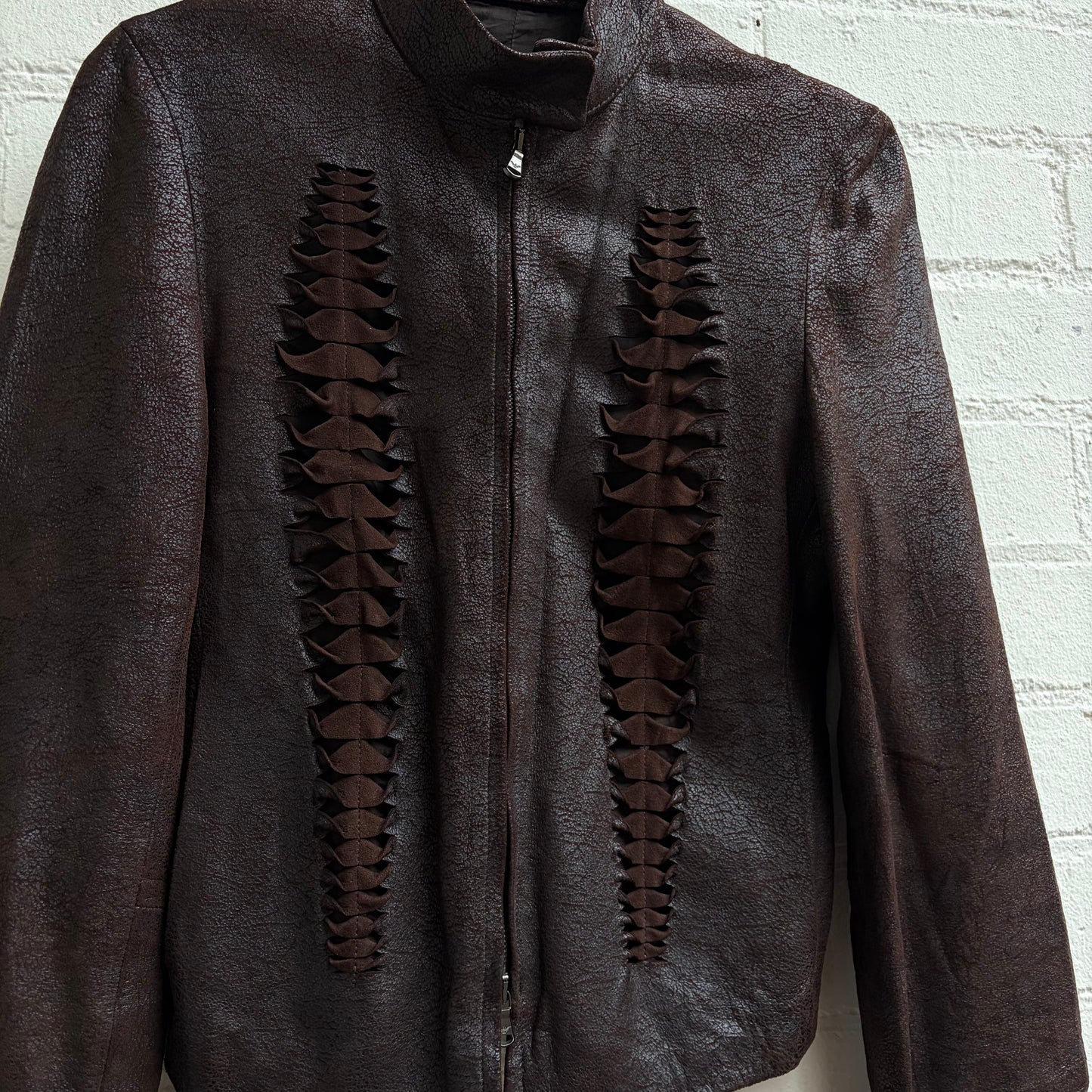 Emporio Armani fw2000 twisted cut out leather jacket