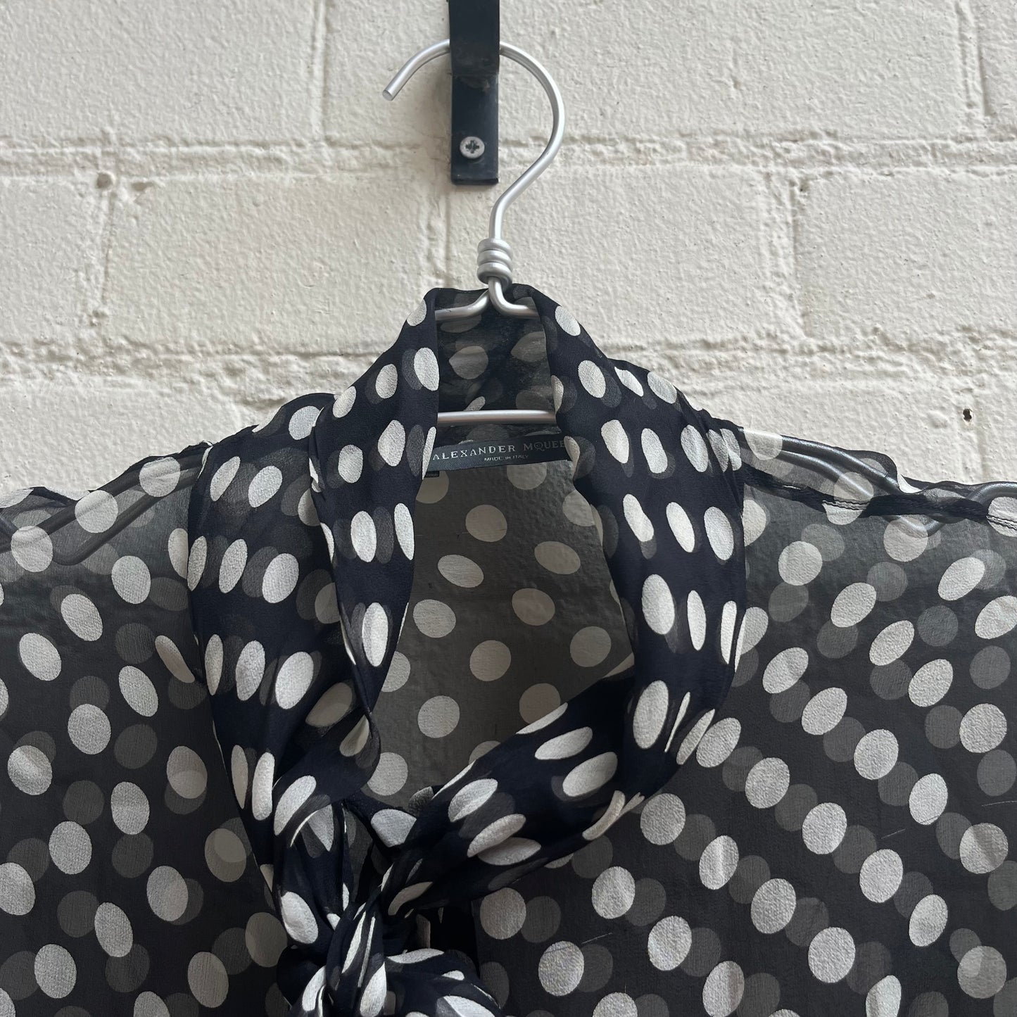 Alexander McQueen 2005 Polka Dot Pussy Bow Blouse