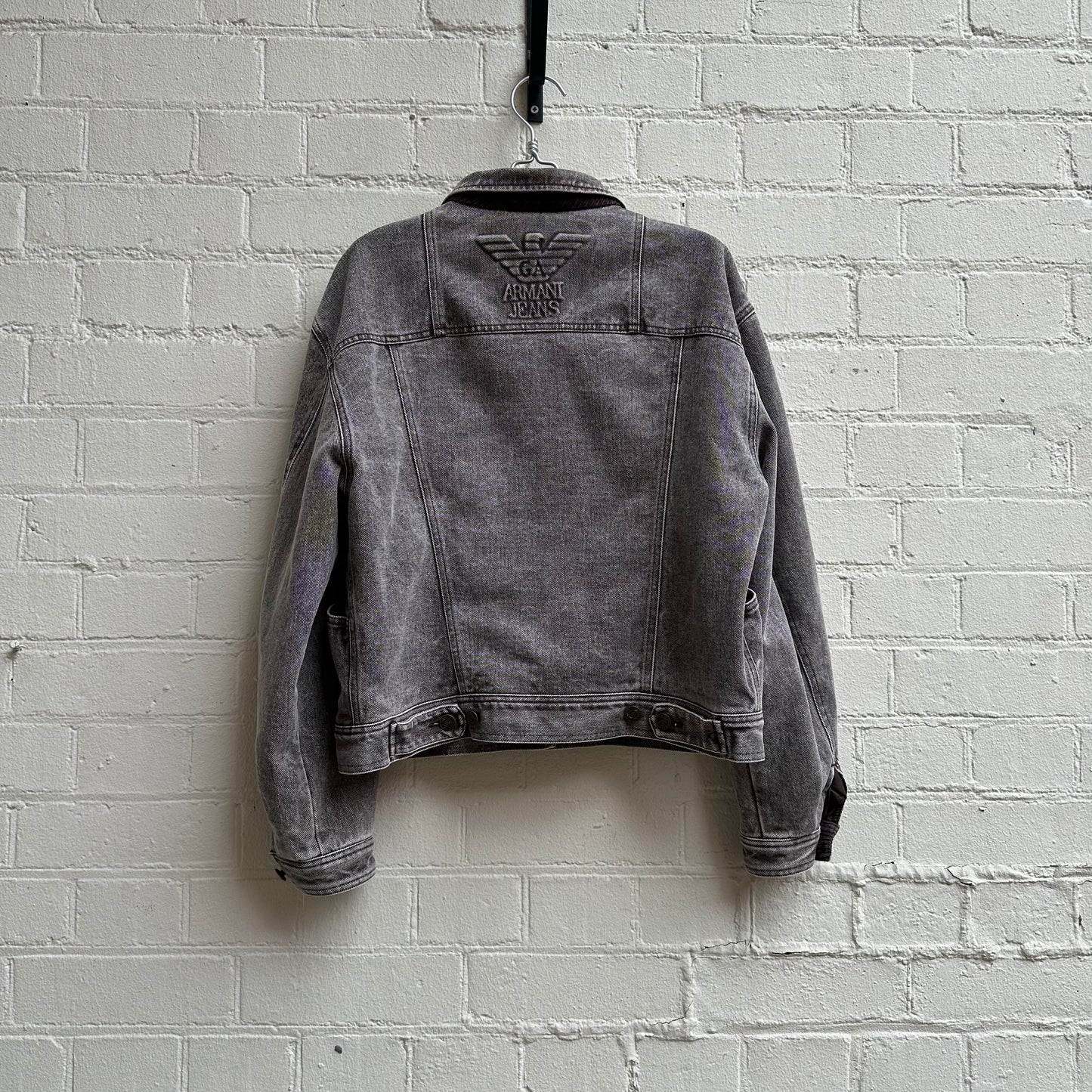 Armani Jeans 1990s Embossed Logo Denim Trucker Jacket