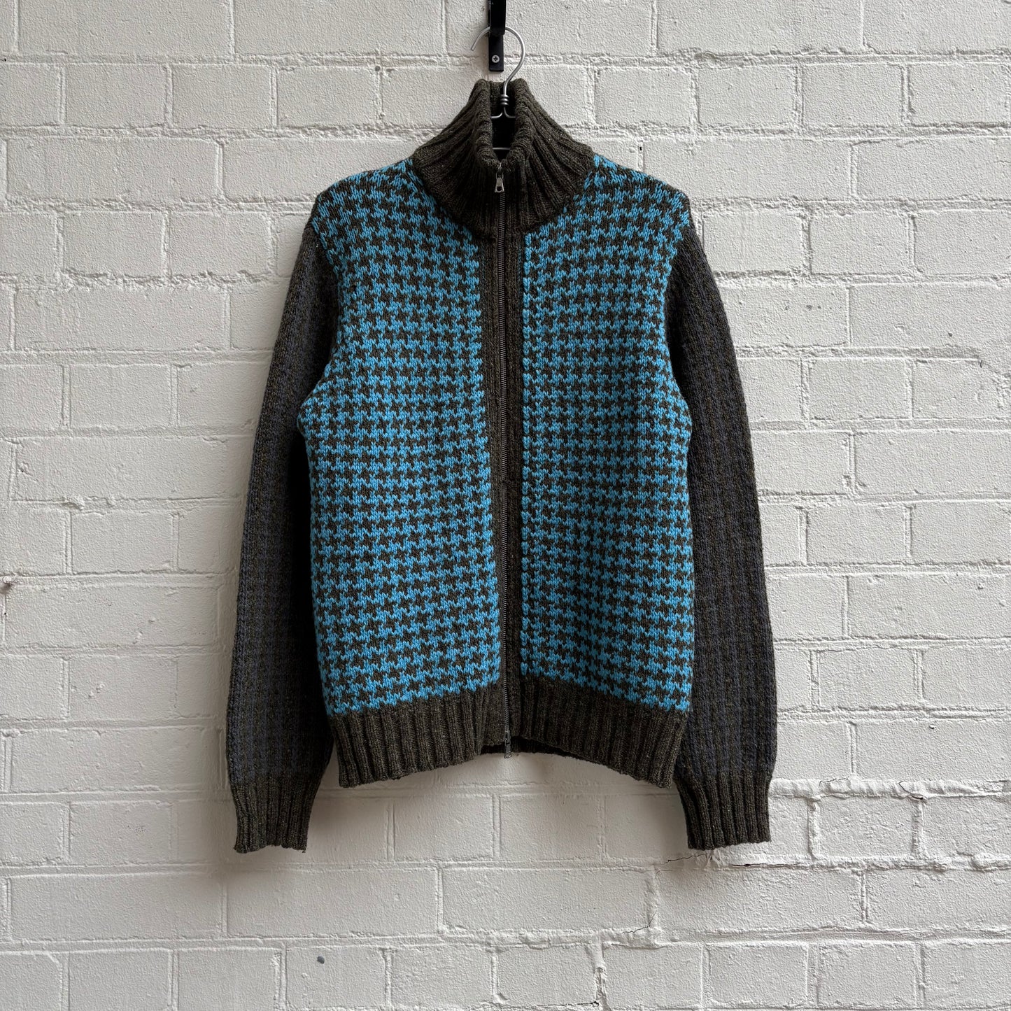 Dries Van Noten Houndstooth Zip Up Knit