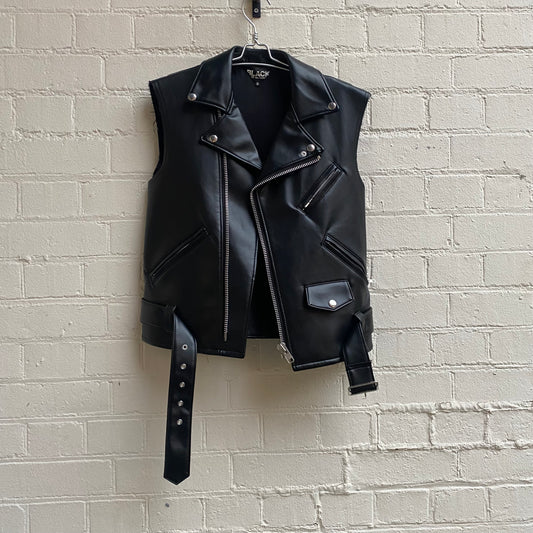 Comme Des Garçons BLACK AD2021 Faux Leather Double Riders Vest