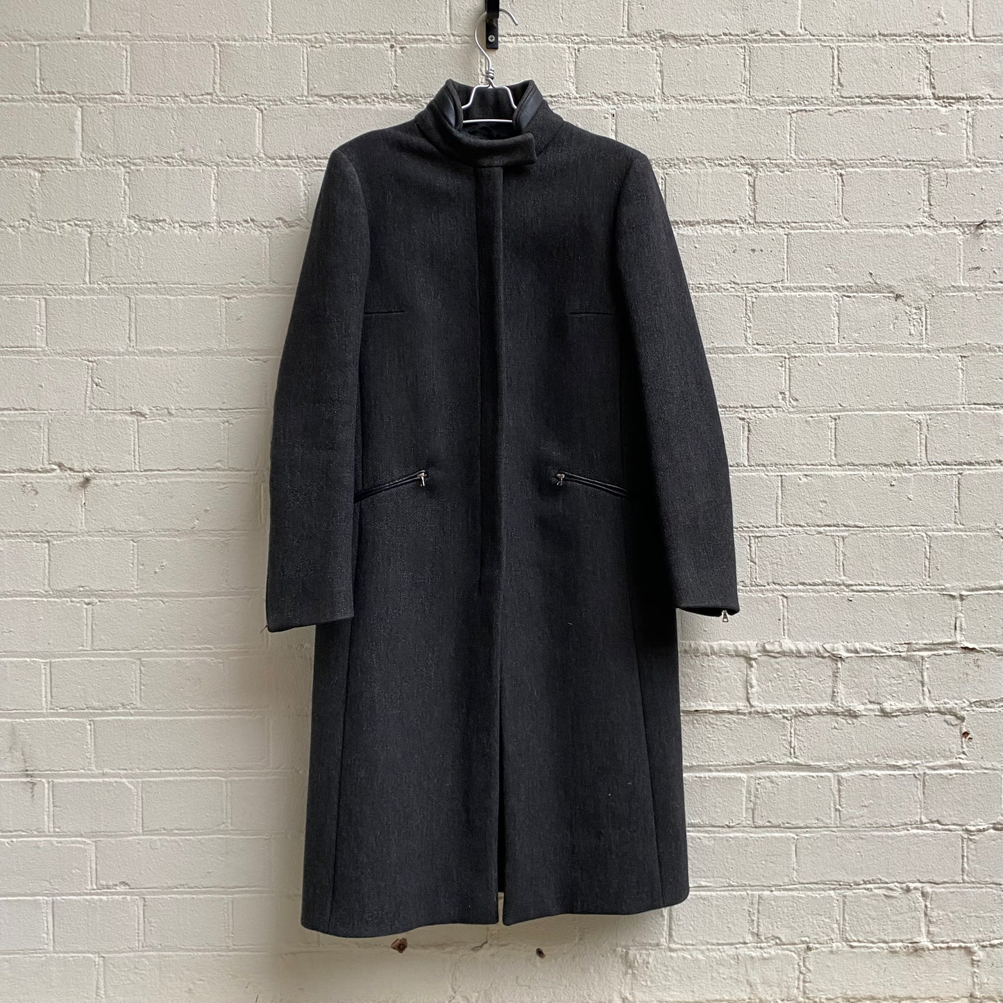 Prada fw1999 Wool Coat w/ Leather Elbow Patch Detail