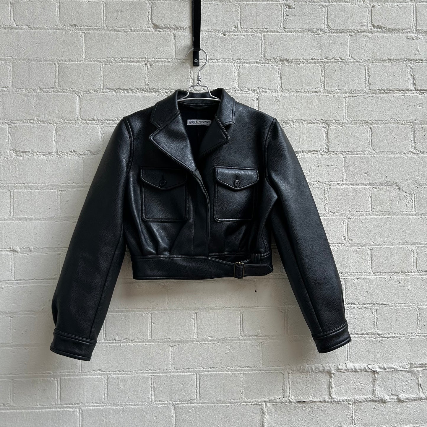 Emporio Armani 1980s Cropped Faux Leather Jacket