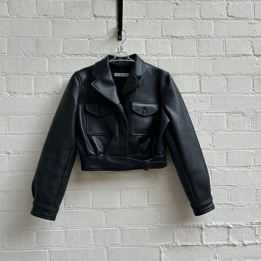 Emporio Armani 1980s Cropped Faux Leather Jacket